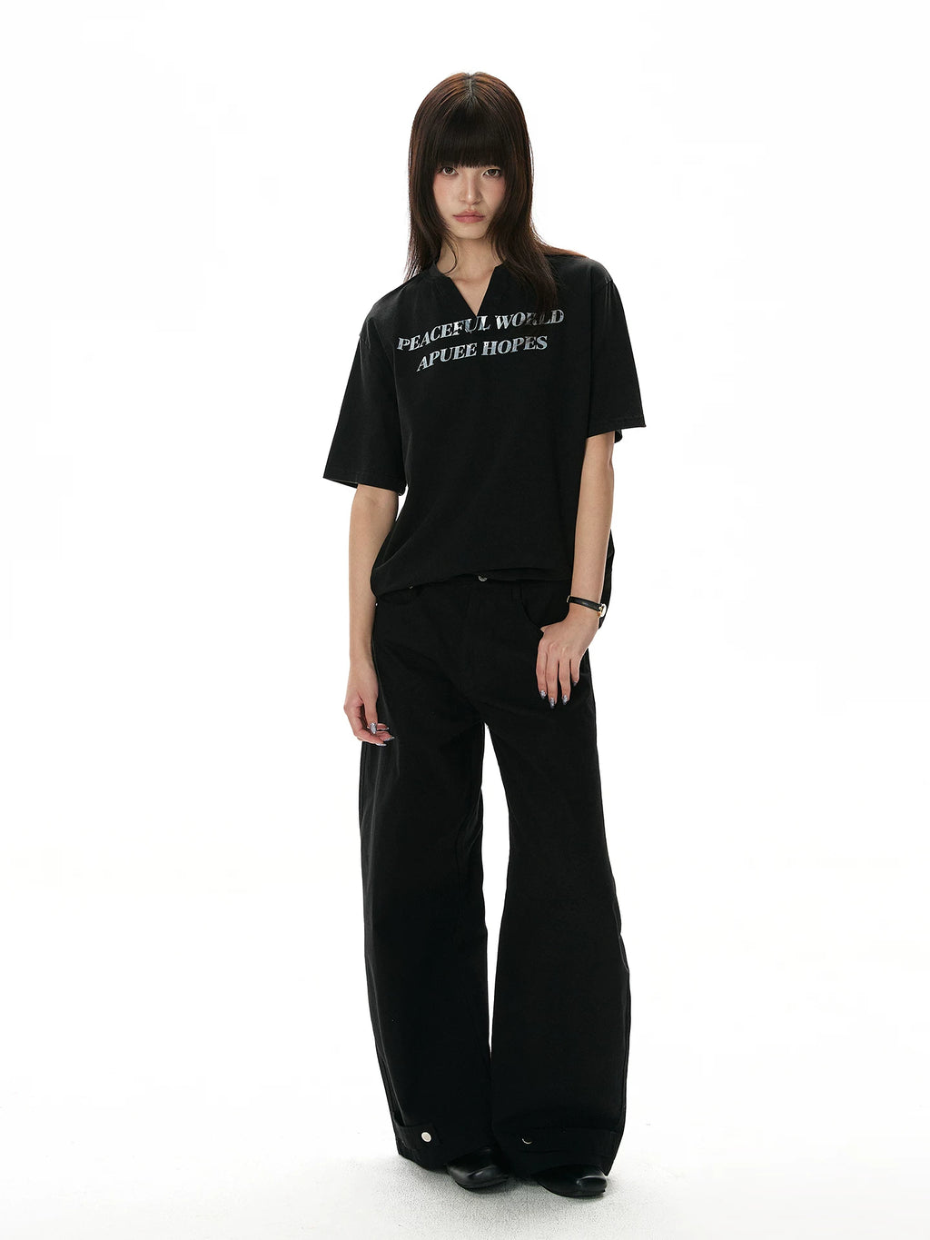 A PUEE Vintage Rivet Belt Straight Pants