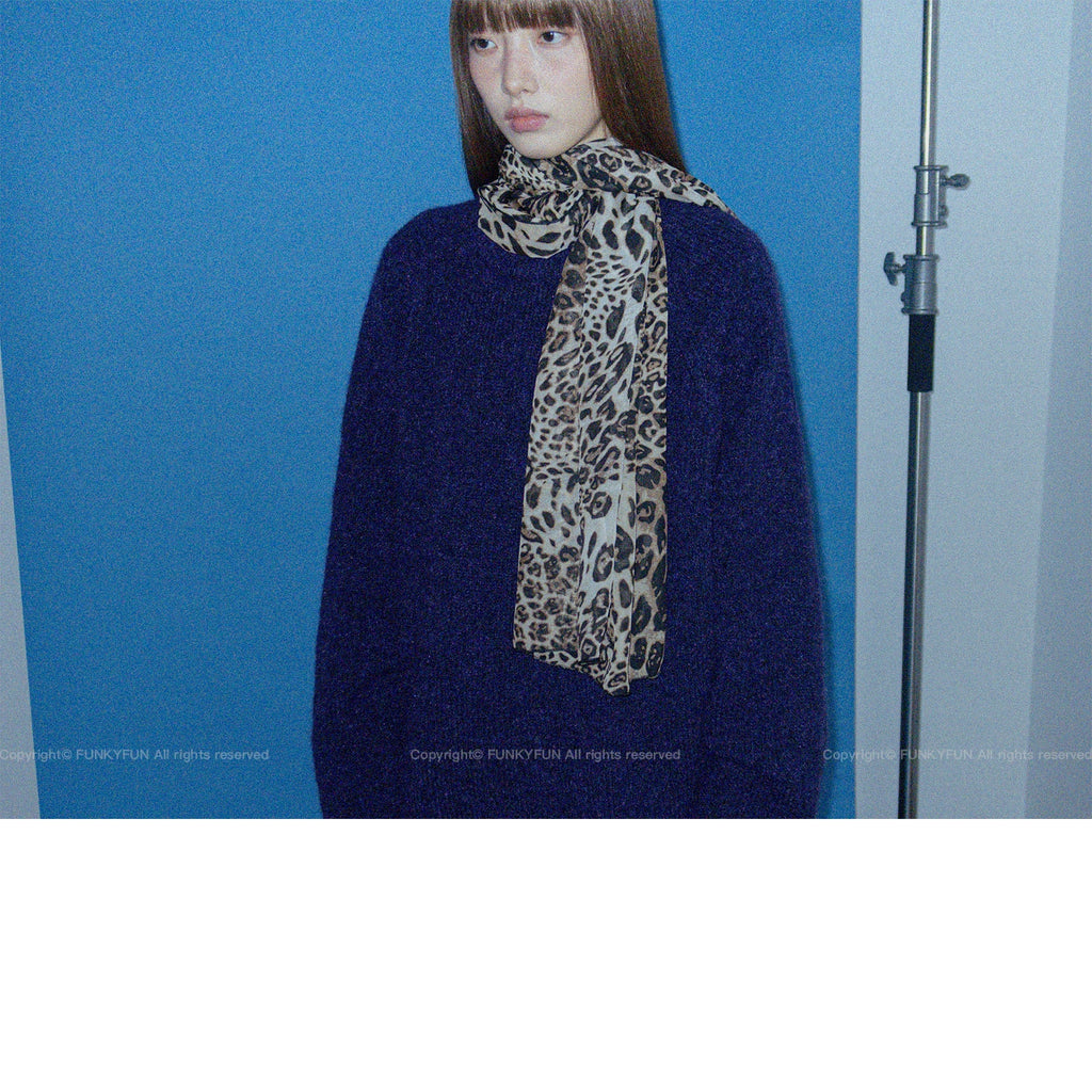 FUNKYFUN Soft Leopard Print Wide Scarf