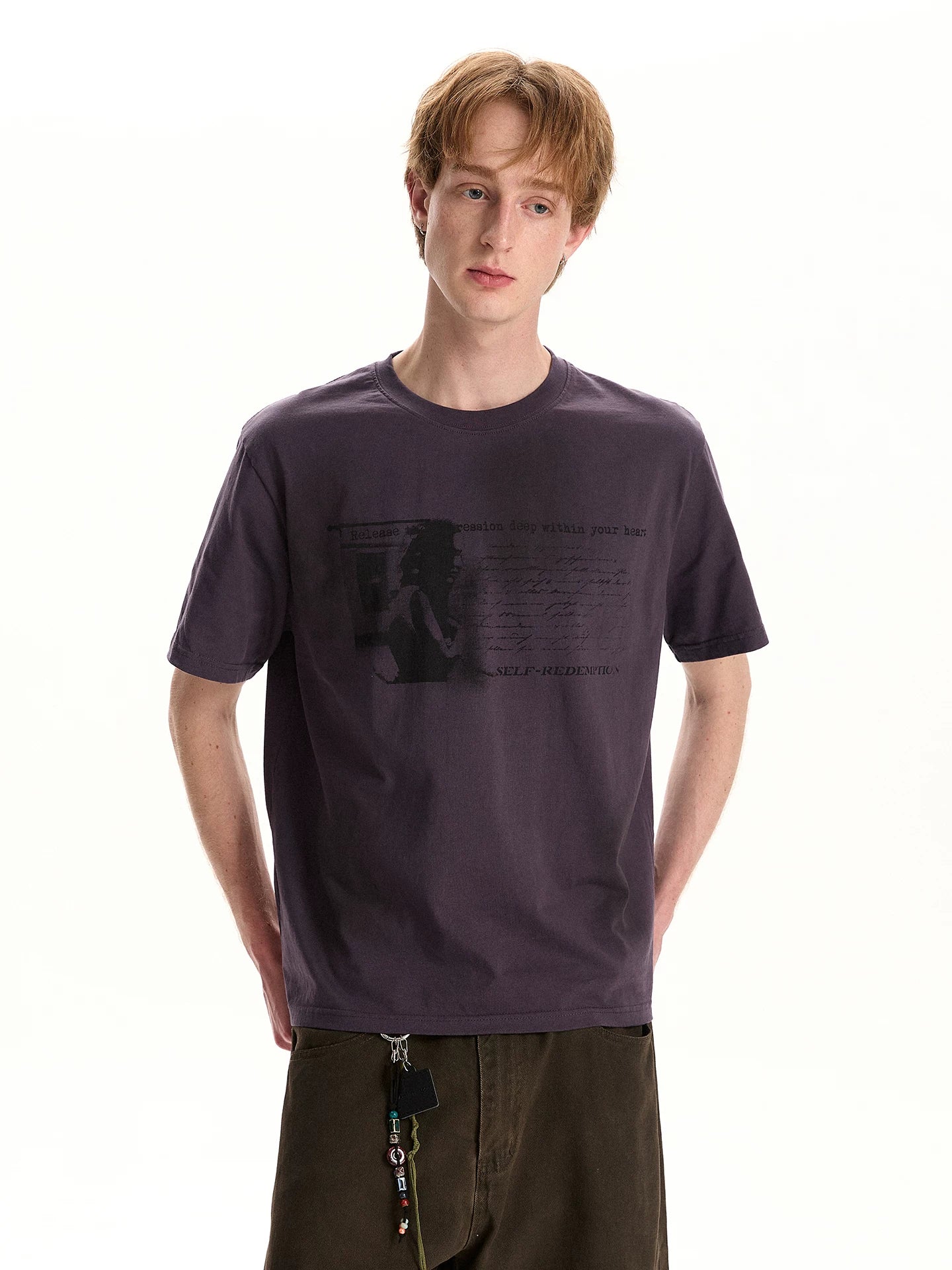 A PUEE Vintage Washed Print Tee – Loose Fit Retro Streetwear
