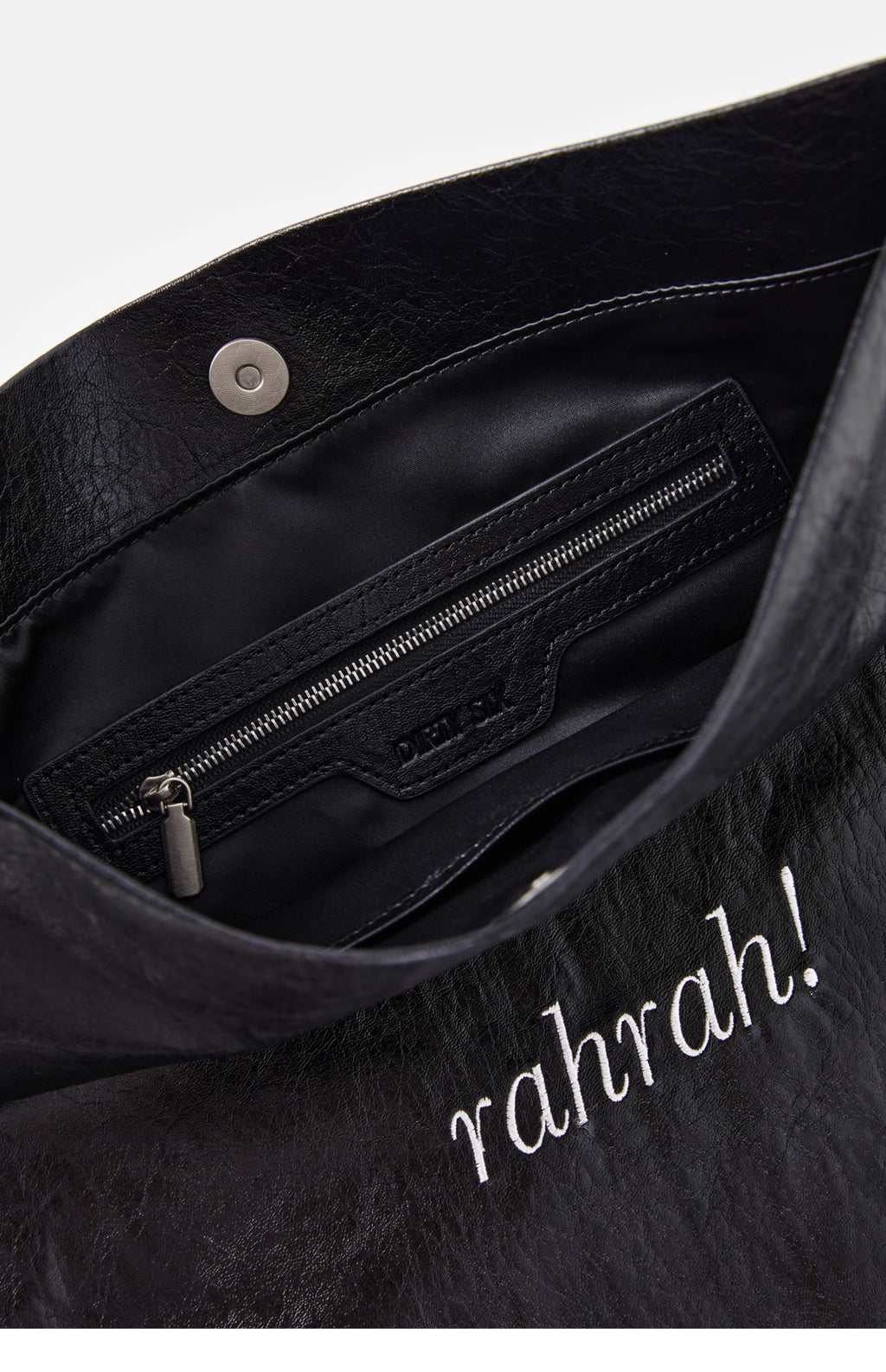 DirtySix "rahrah!" bag 5 colors contrasting embroidery thread soft leather tote bag