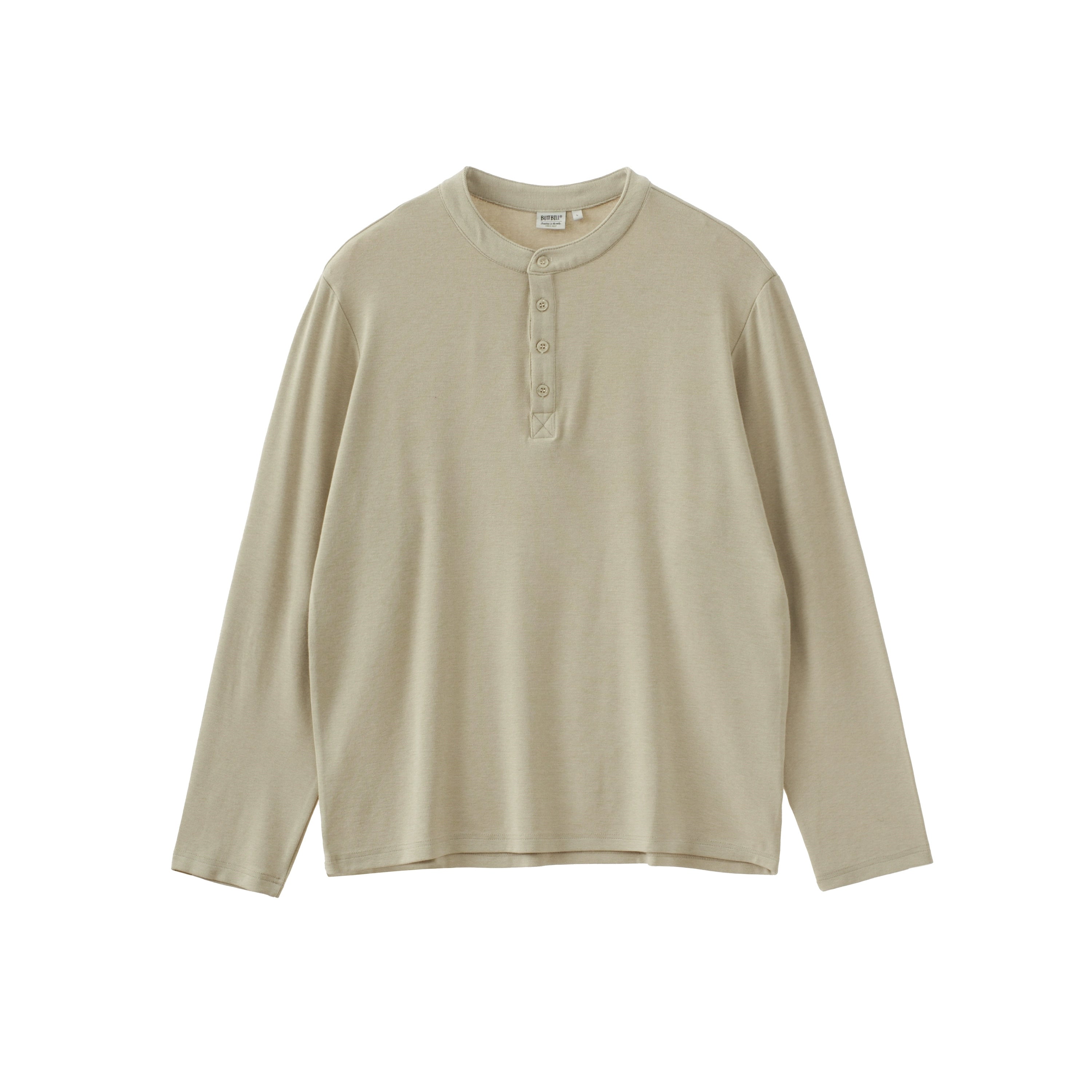 BUTTBILL 24AW Japanese Henry Neck 5% Merino Blended Long Sleeve Tee