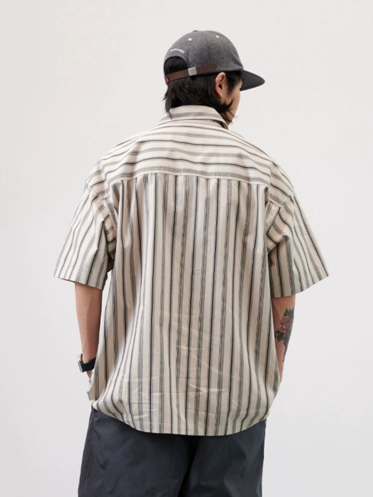 NUMBERSALT Striped Vintage Casual Loose Shirt