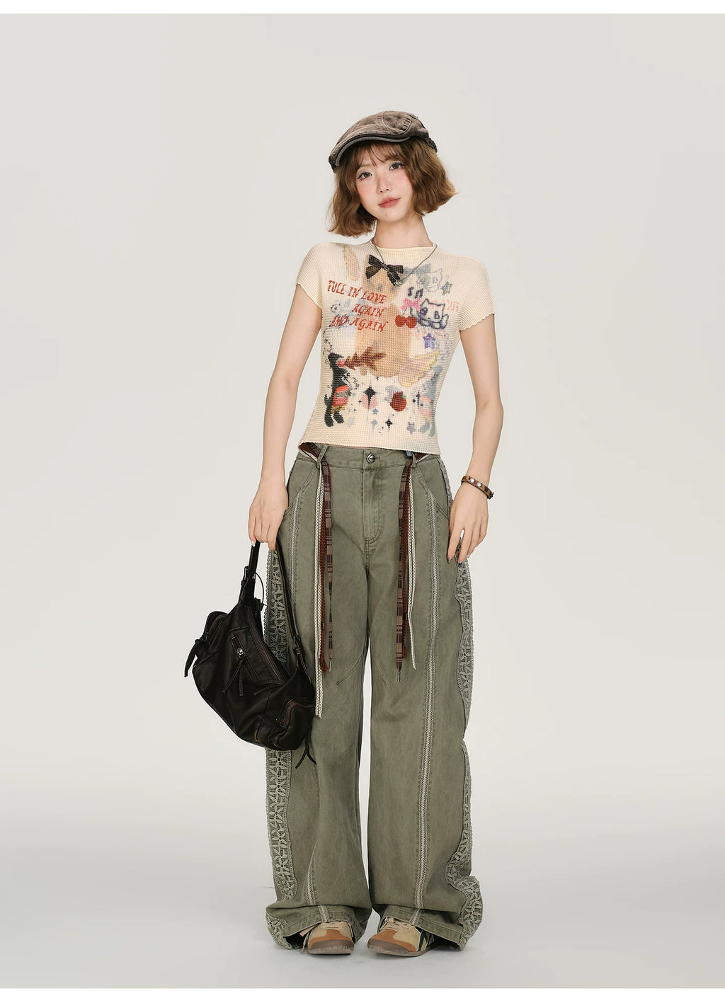 Girlyhalo Vintage Short Slim Fit Tee
