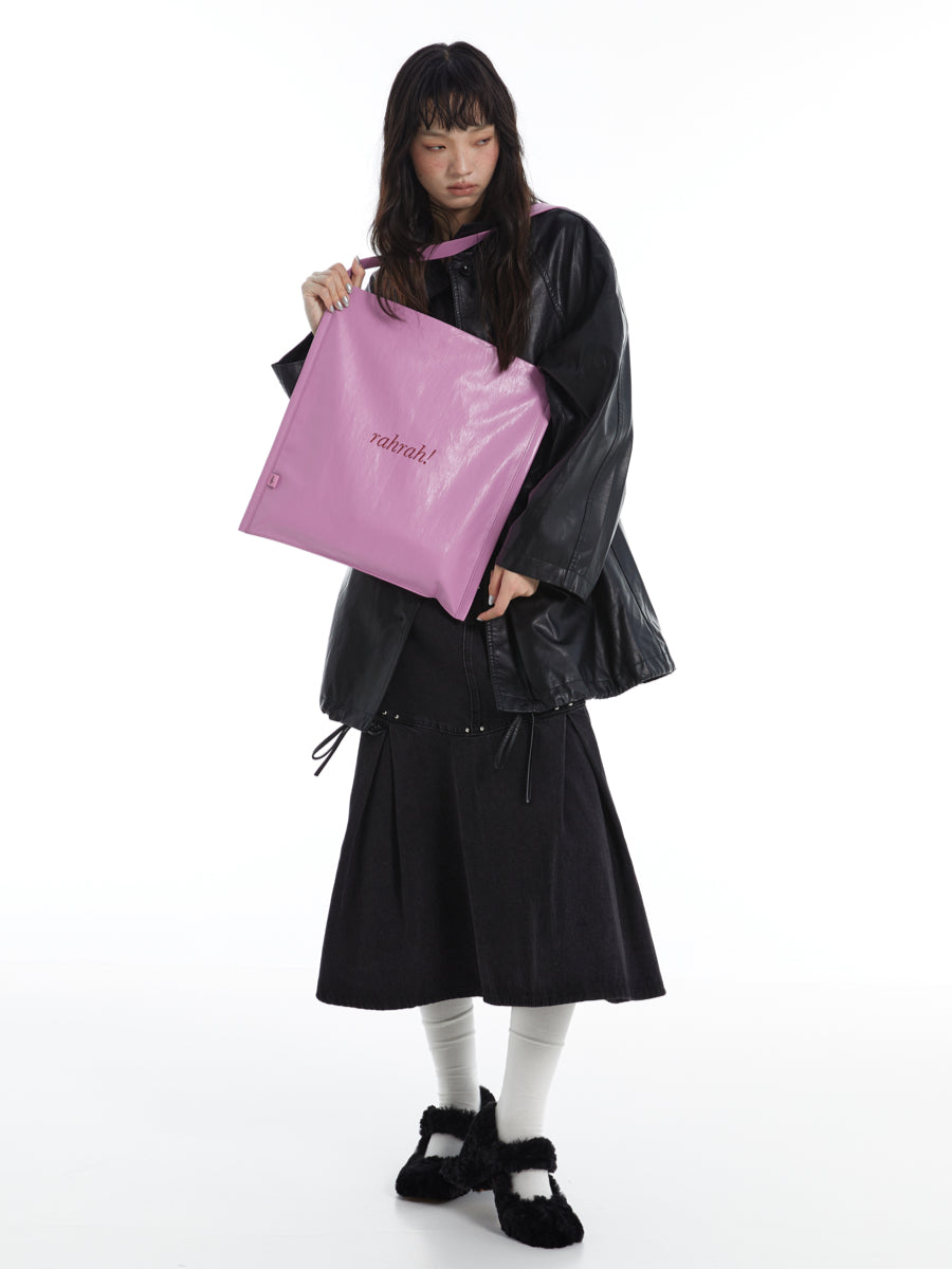 DirtySix "rahrah!" contrasting embroidery thread leather tote bag