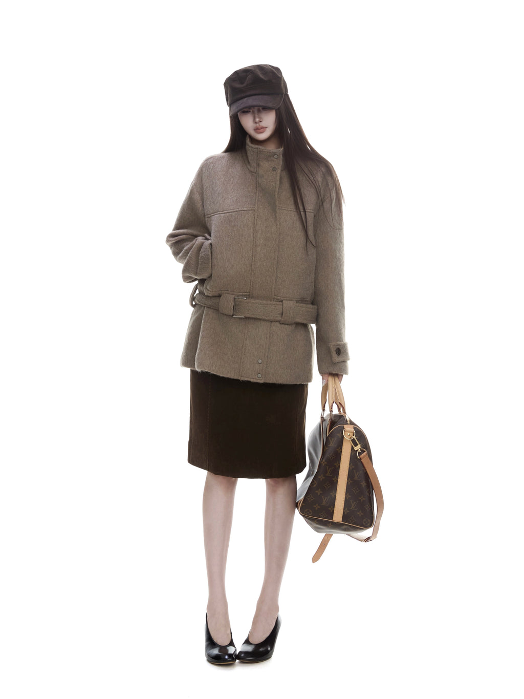 WITHMIN Loose and Thin Casual Medium and Long Woolen Coat