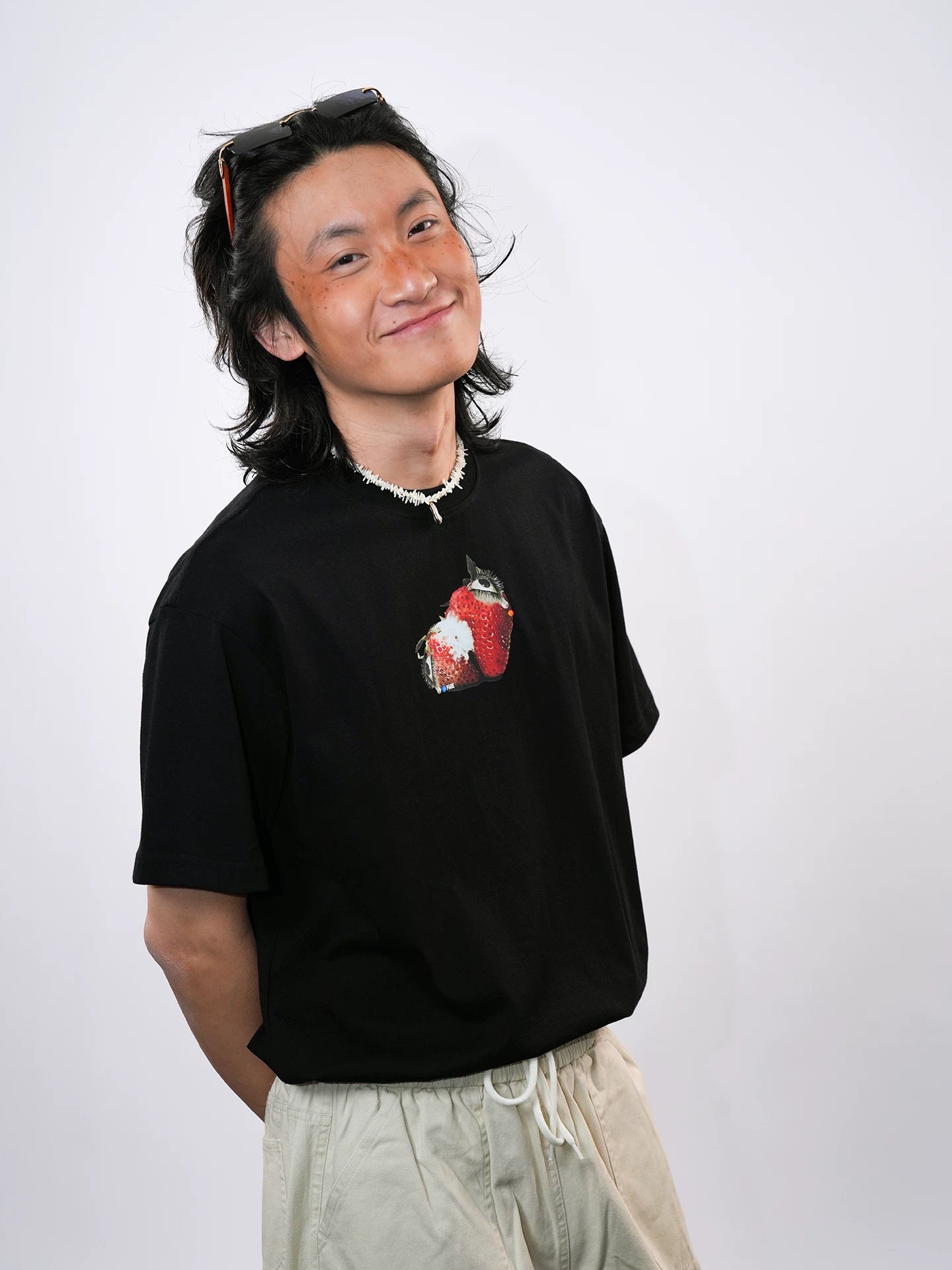 O3PARK Strawberry Print Knitted Tee