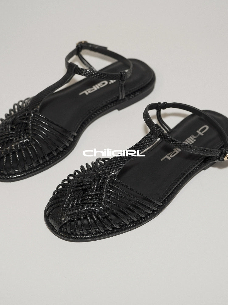 CHILIGIRL Retro Woven Bag Head Cool Single Shoes