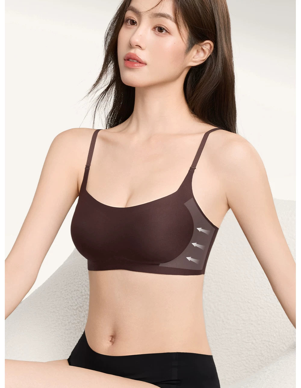 SecretWorld Traceless Skinny Strap Gather Bra