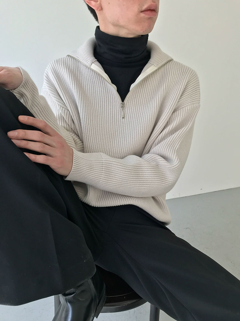 COLN Vintage Turtleneck Zip-up Sweater