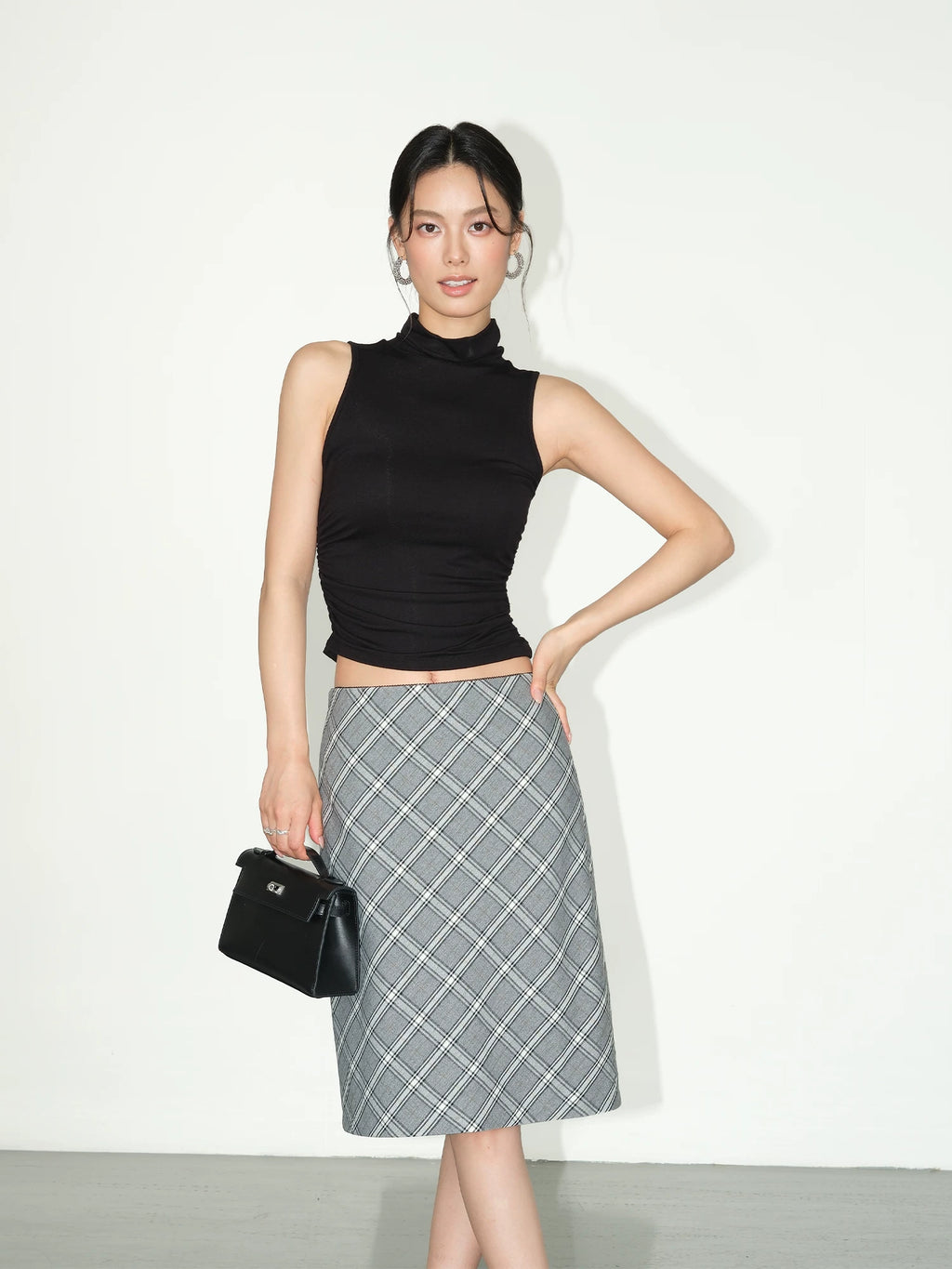 NEVA HU Temperament Plaid Skirt