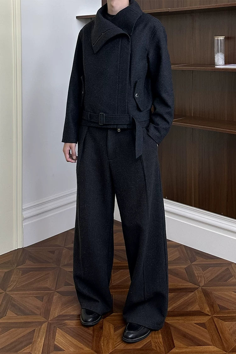 KREATE 50% Merino Wool Diagonal Zipper Multi-wear Tweed Jacket