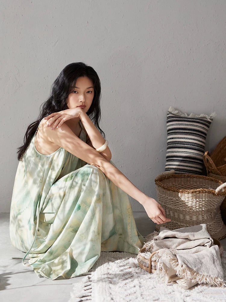 YUENEI Modal Ice Silk Dress Can Be Worn Outside The Suspender Nightdress