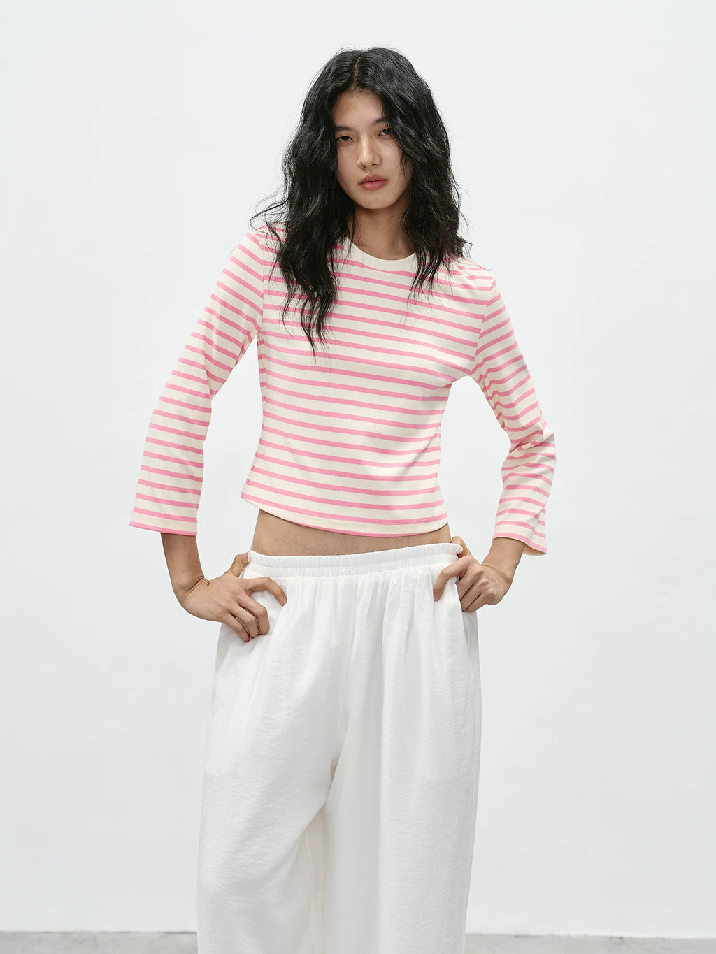 EIGHTHMONTH Striped Short Casual Long Sleeve