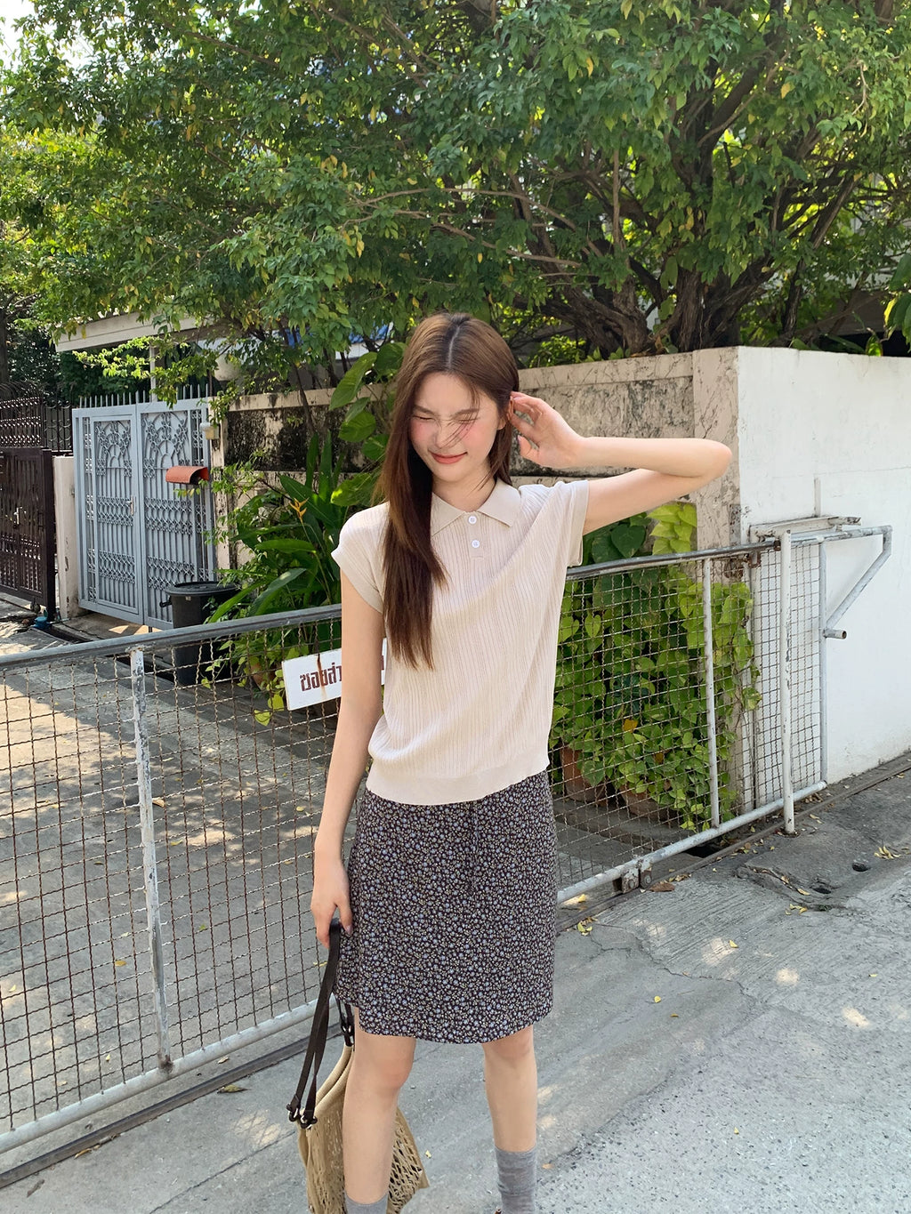 KANO POLO Collar Sleeveless Knitted Tee