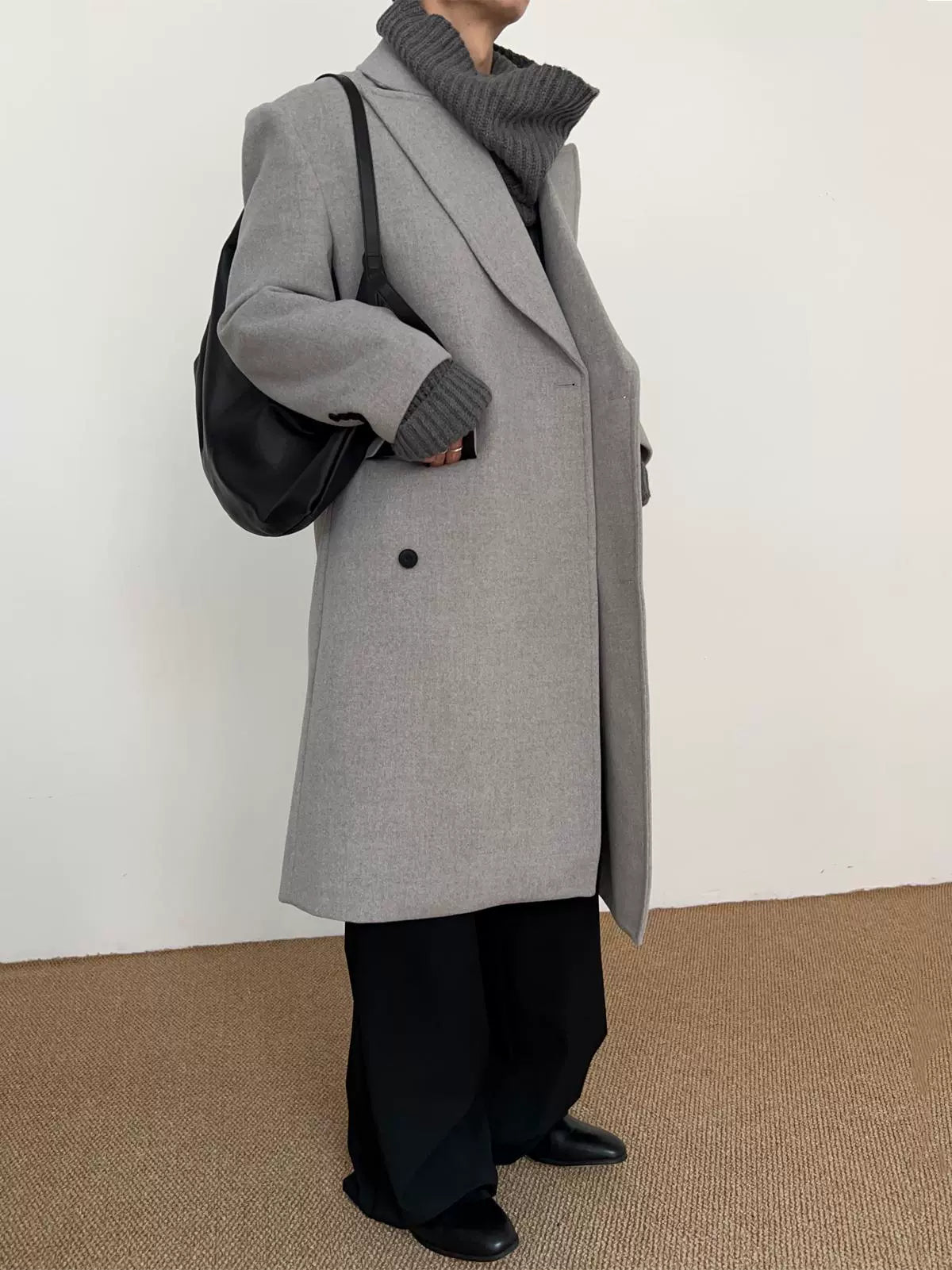 COLN Single-breasted Woolen Coat