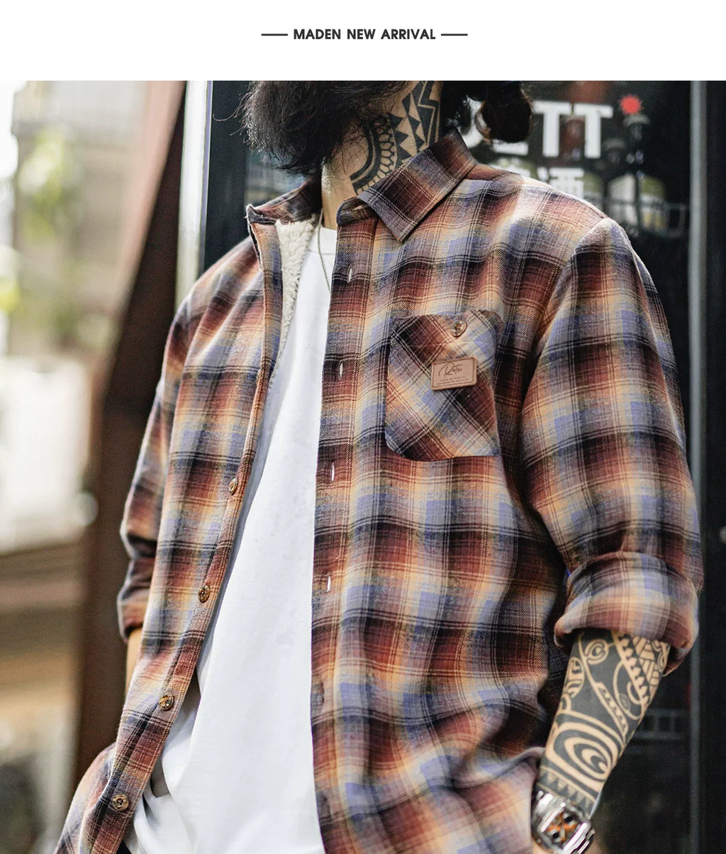 Madden Retro Plaid Fleece Thickened Jacket