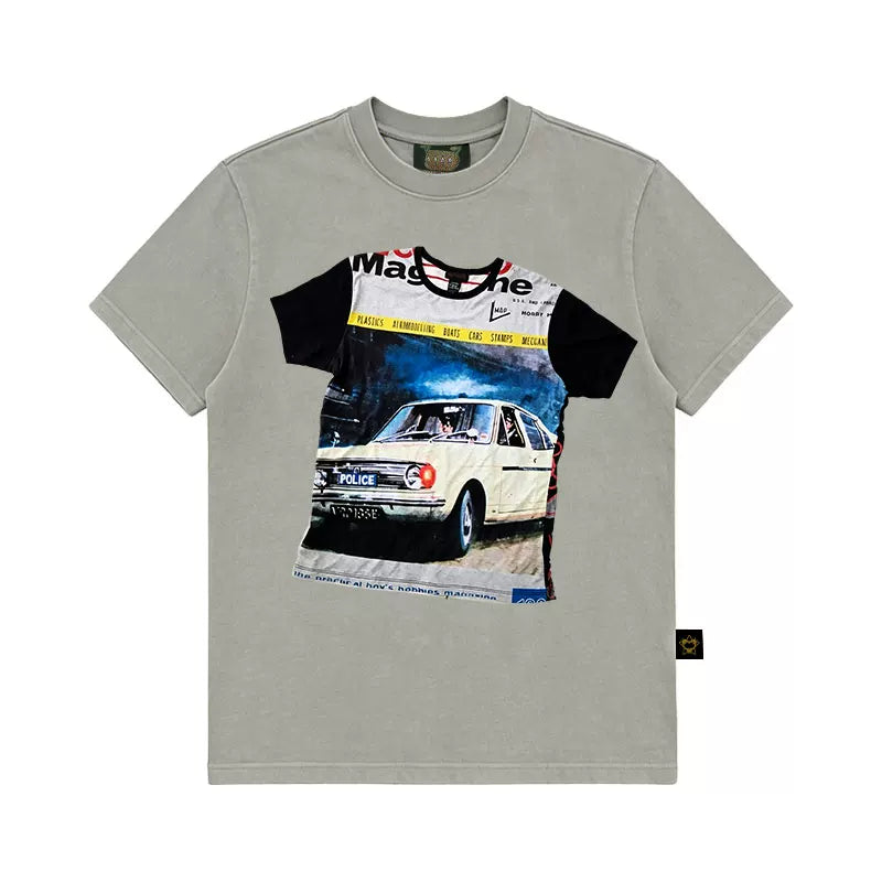 MMBBT Car Print Front Shoulder Thin Short Tee