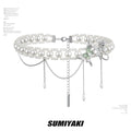 SUMIYAKI Mint Green Fritillary Butterfly Pearl Clavicle Chain