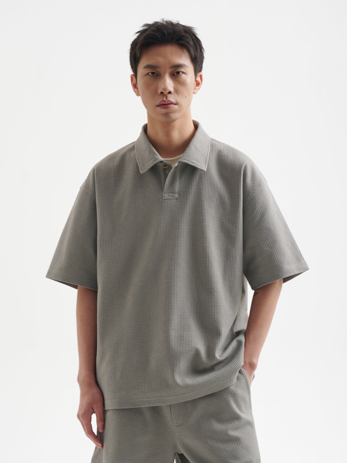 BUTTBILL 25SS Vintage commuter solotex waffle polo shirt