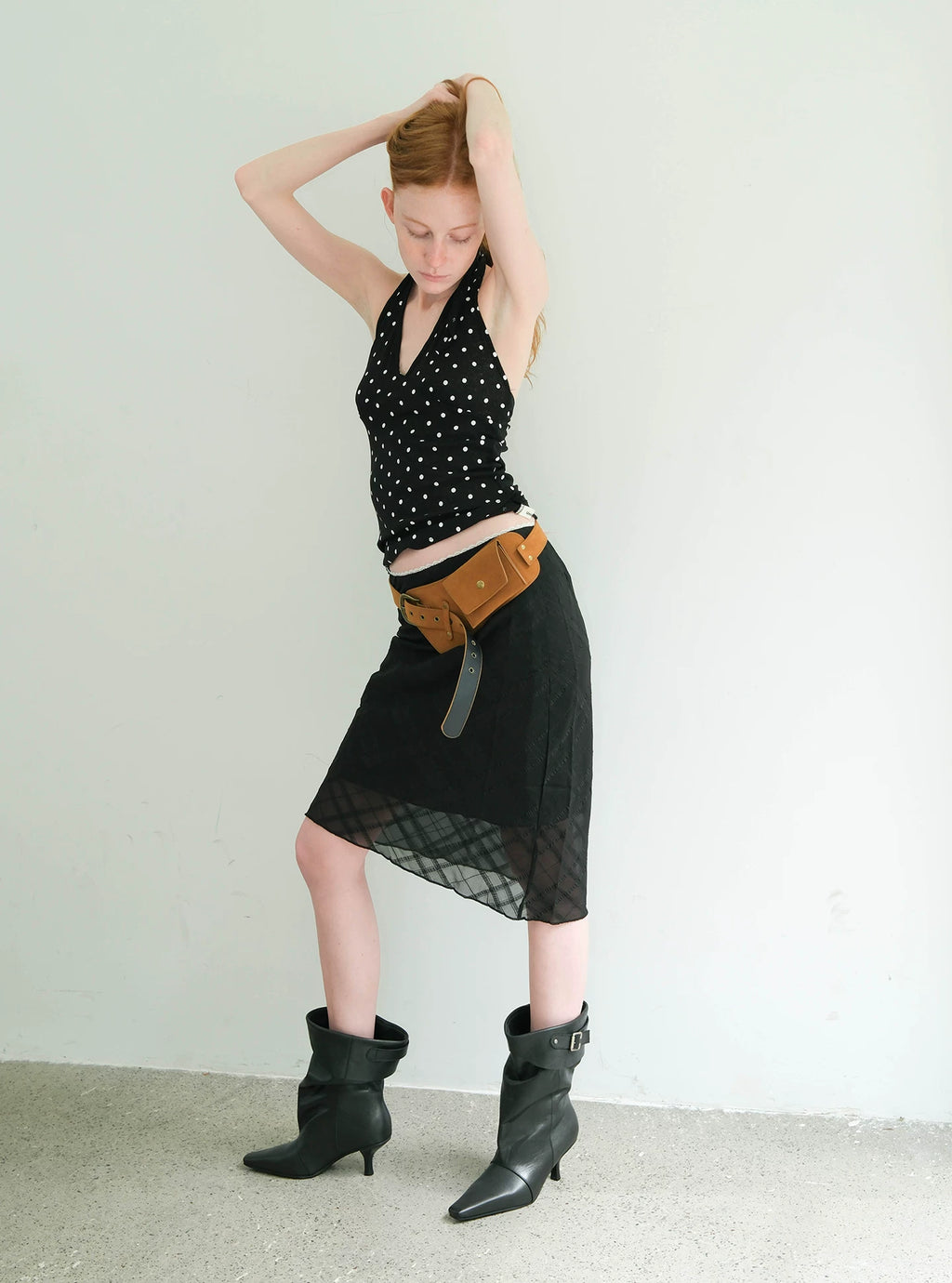 Maltelle Cowhide Pointed Pleated Stiletto Boots