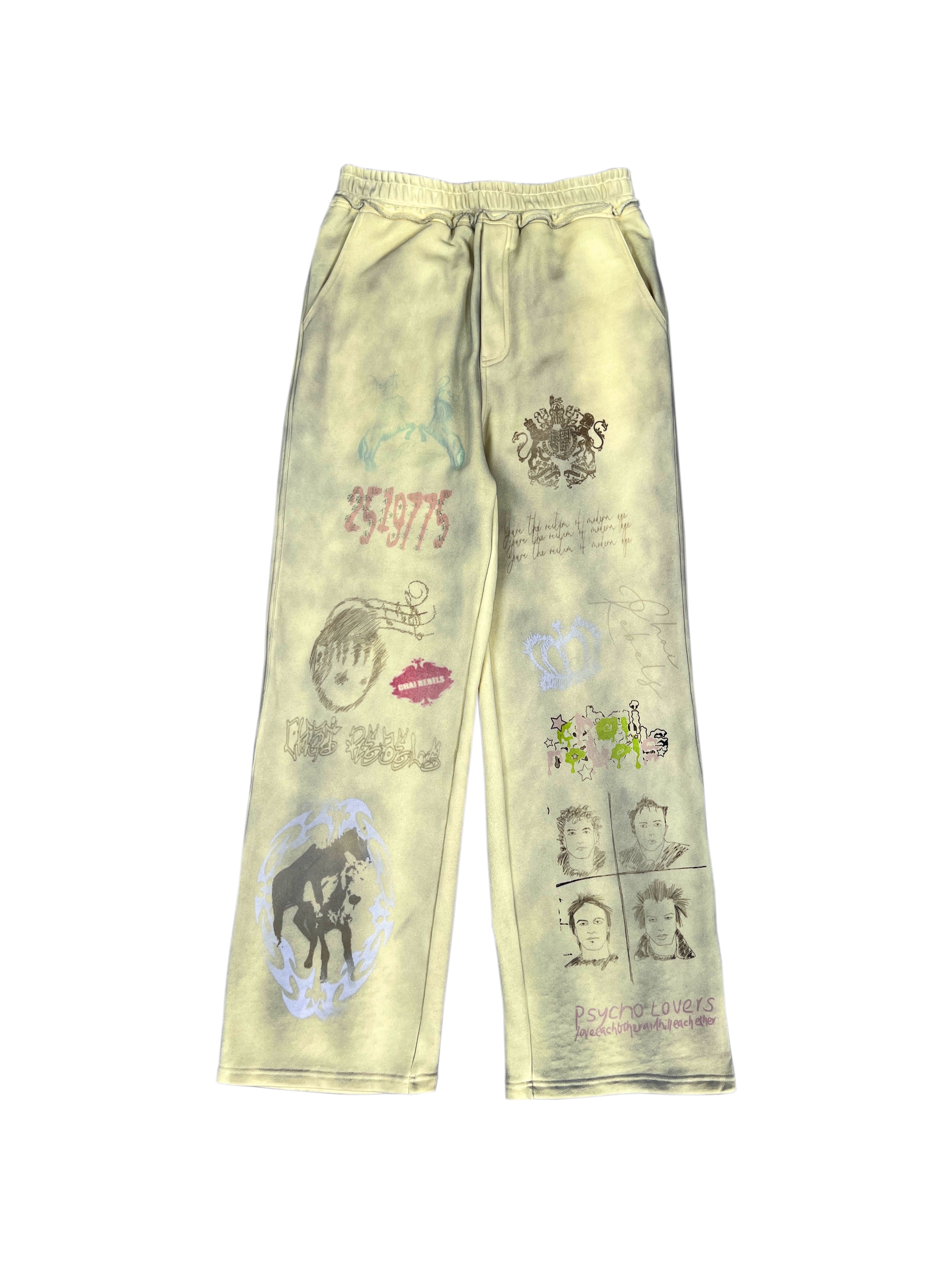 CHAI Hand-painted Graffiti Casual Sweatpants