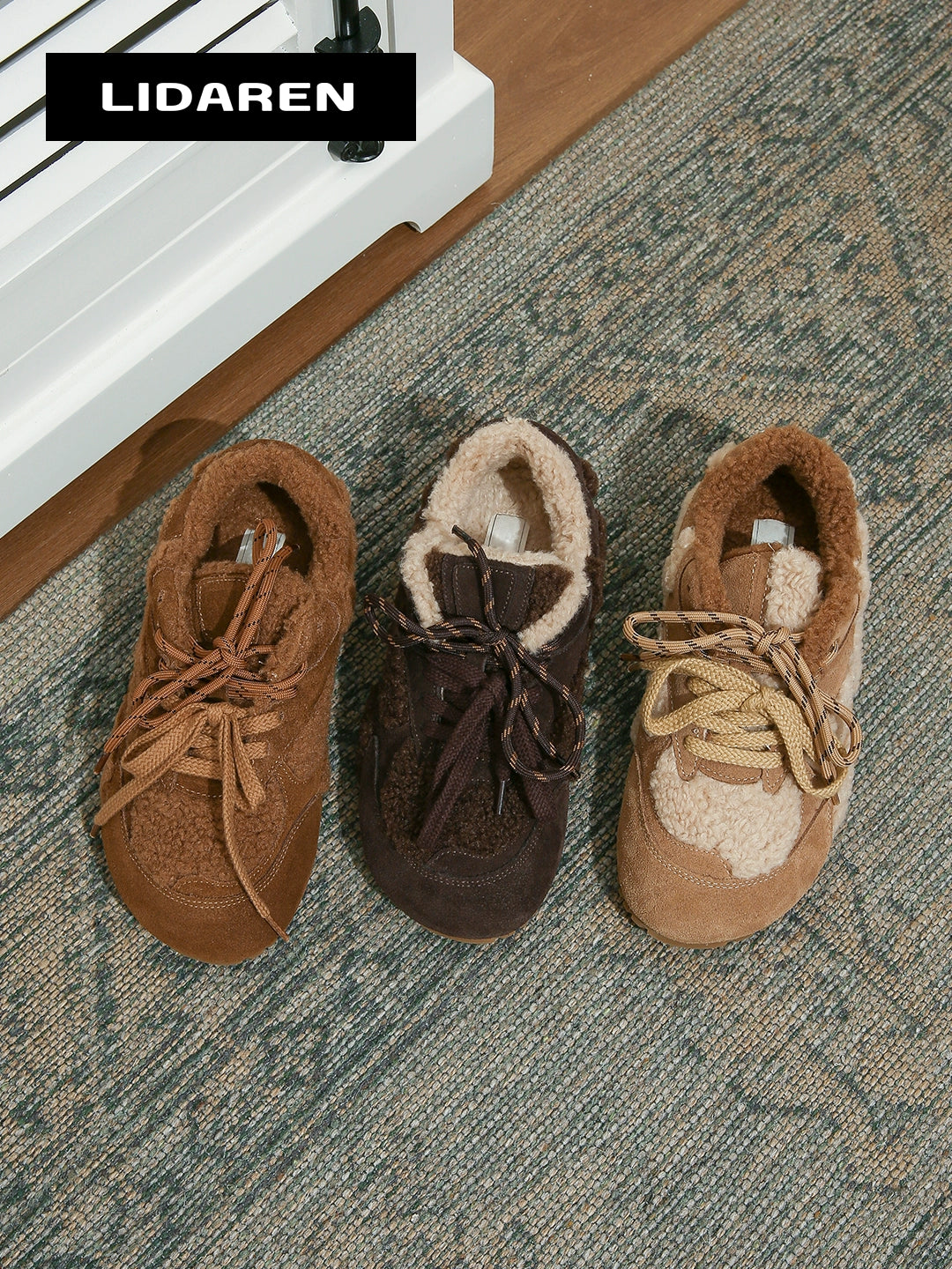 Lidaren Produced Leather Retro Fleece Casual Sneakers