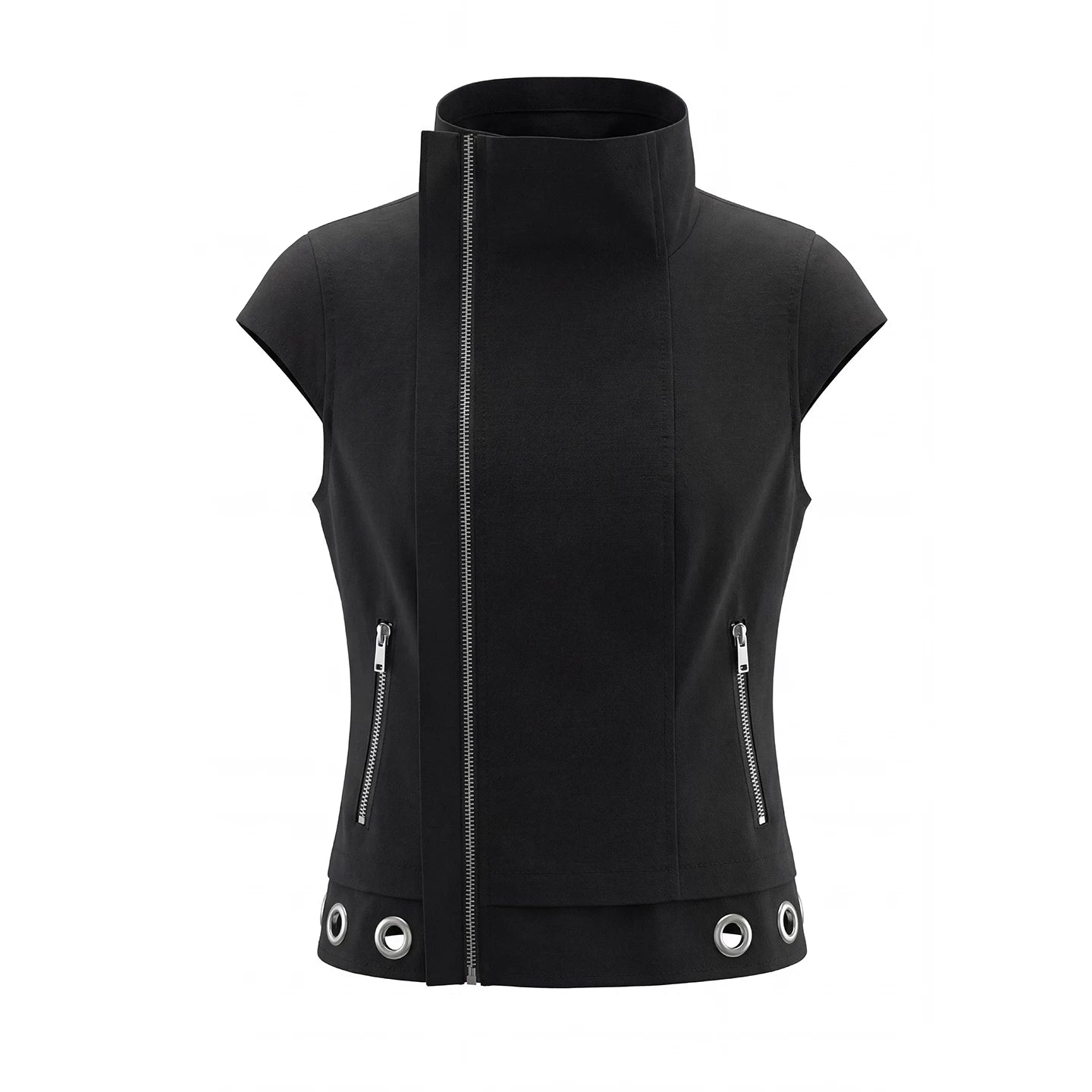 JIKOO Oblique Zipper Slim and Thin Tee
