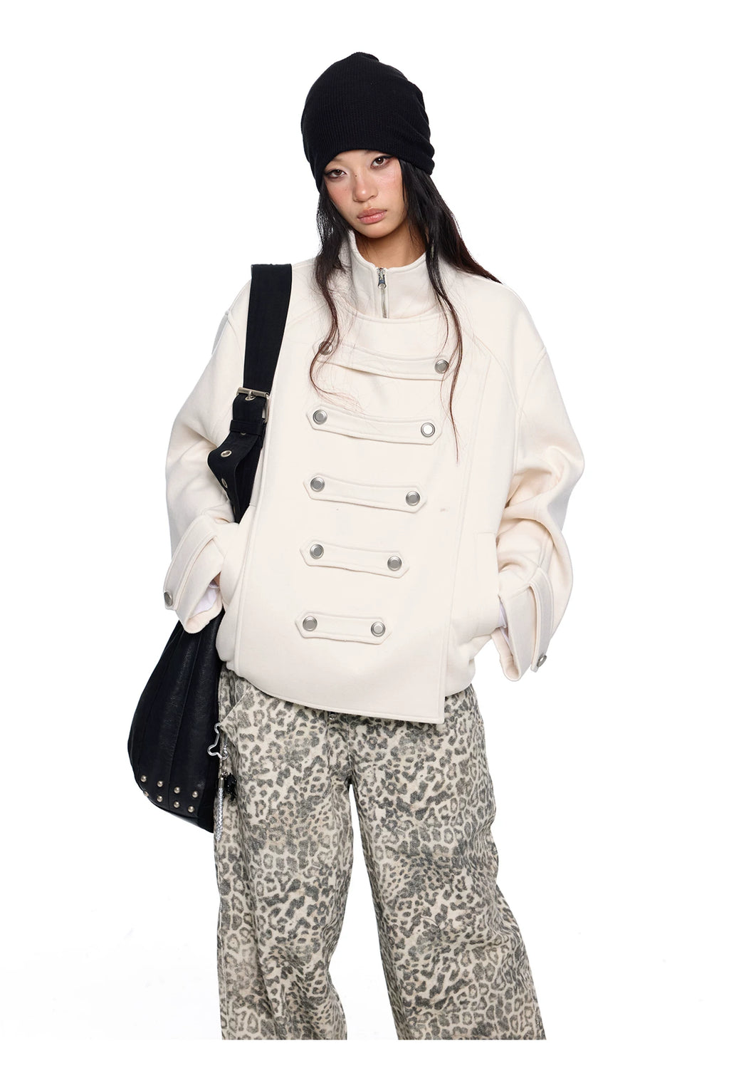 EZEK Pleated Short Double-sided Wool Coat