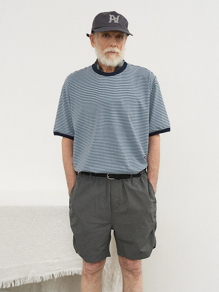 PARTIMENTO Korean Neutral Loose Striped Tee