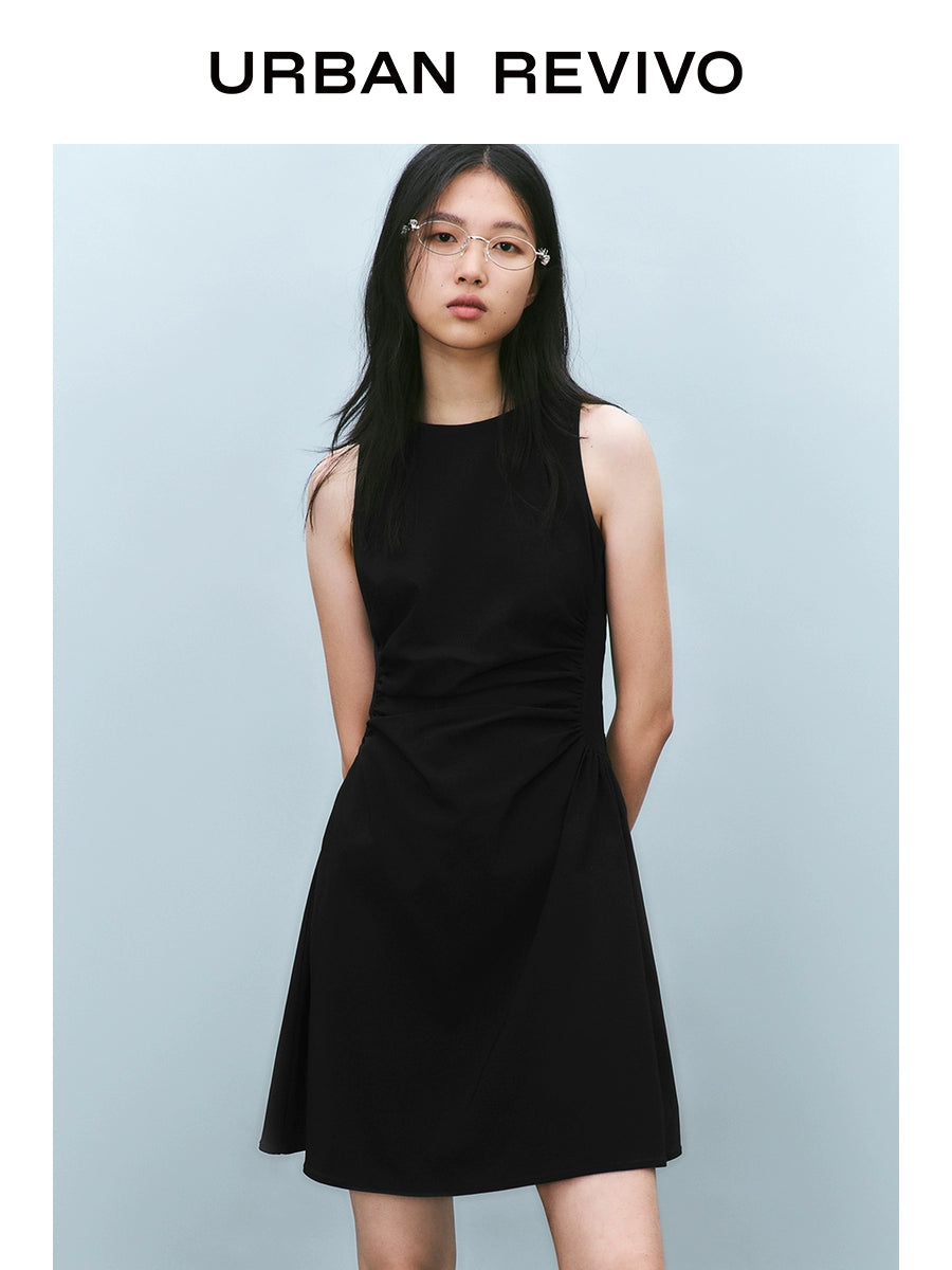 URBAN REVIVO Pleated Waist Slim Sleeveless Dress