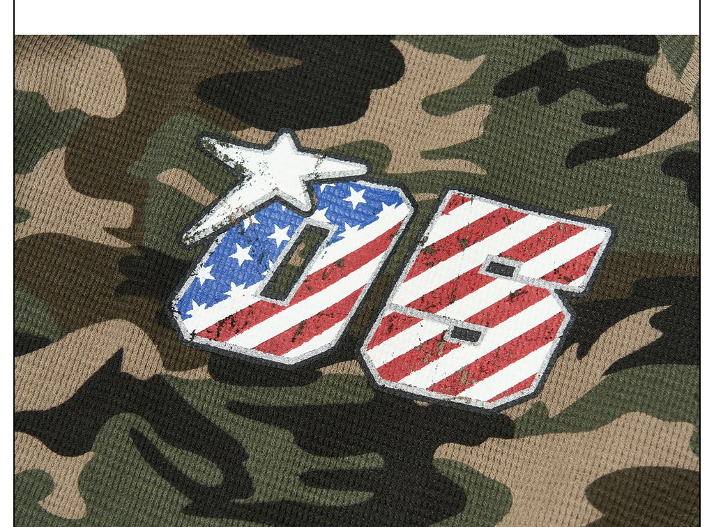 SAXGENWON Waffle Camouflage Knitted Long Sleeves