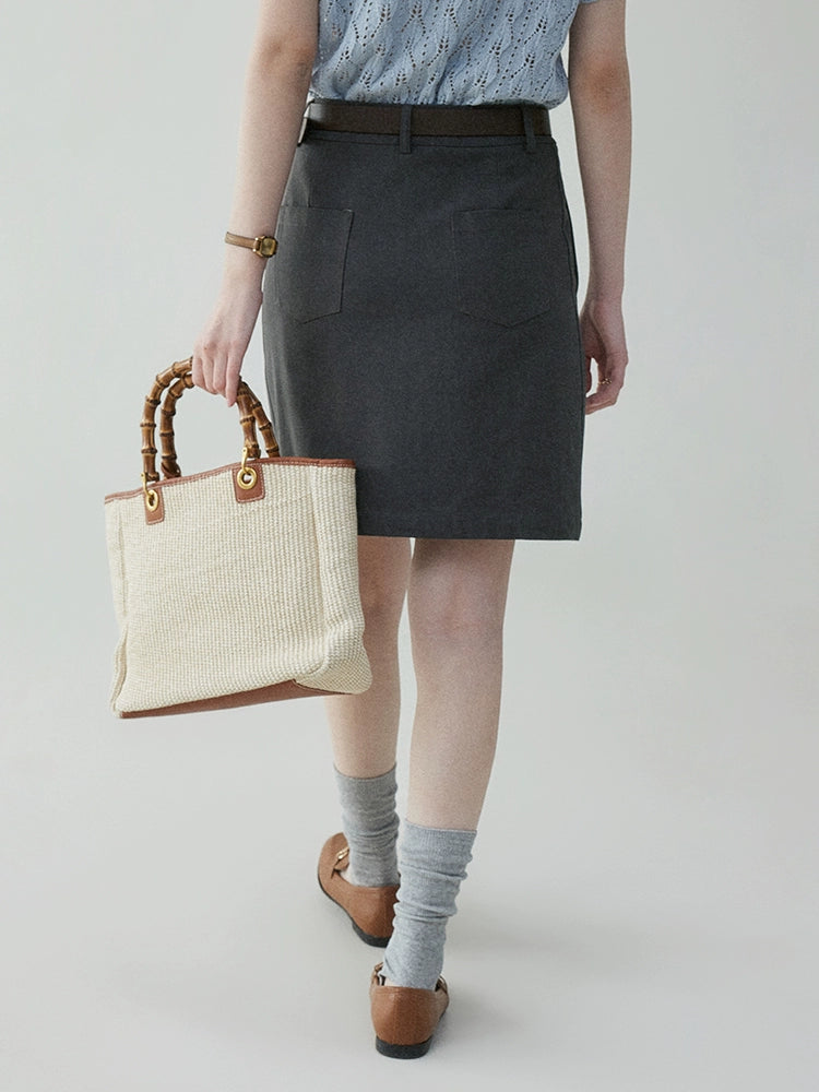 VOOE Korean High-end Simple A-shaped Skirt