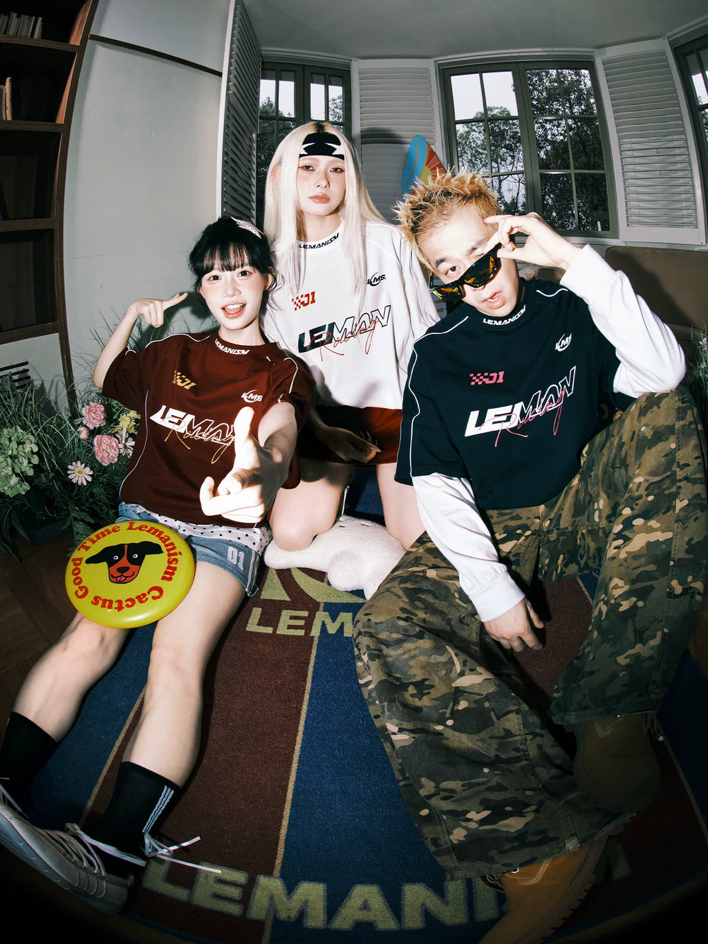 Lemanism Letter Line Contrasting Color Casual Tee