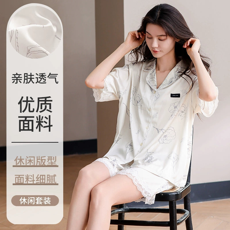 Urban Butterfly Ice Silk High-end Cute Loungewear Set