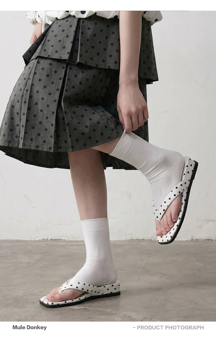 Donkey Polka Dot Wedge Heel Wear Platform Slippers