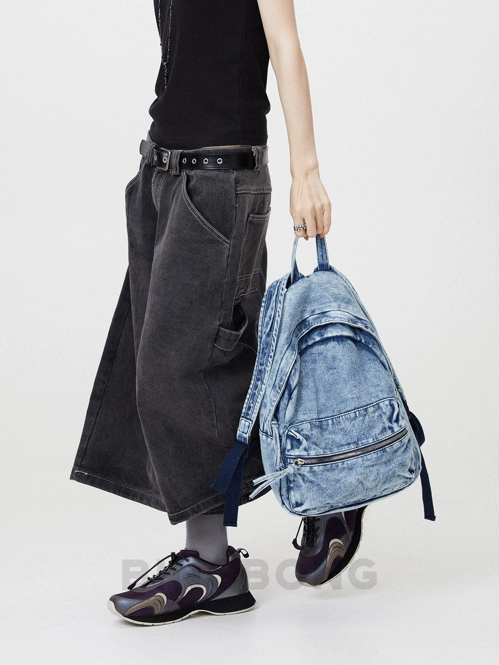 BINGBONG Wash Denim Blue Backpack Spice Girls Canvas Backpack