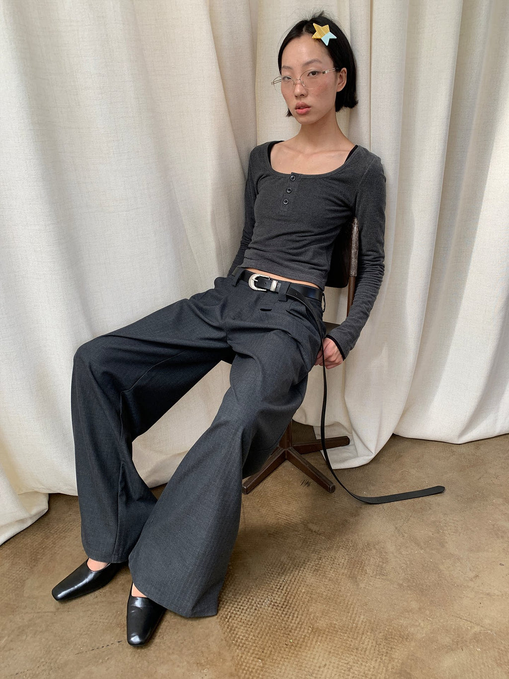 JCAESAR Double-pleated Wide-leg Casual Trousers