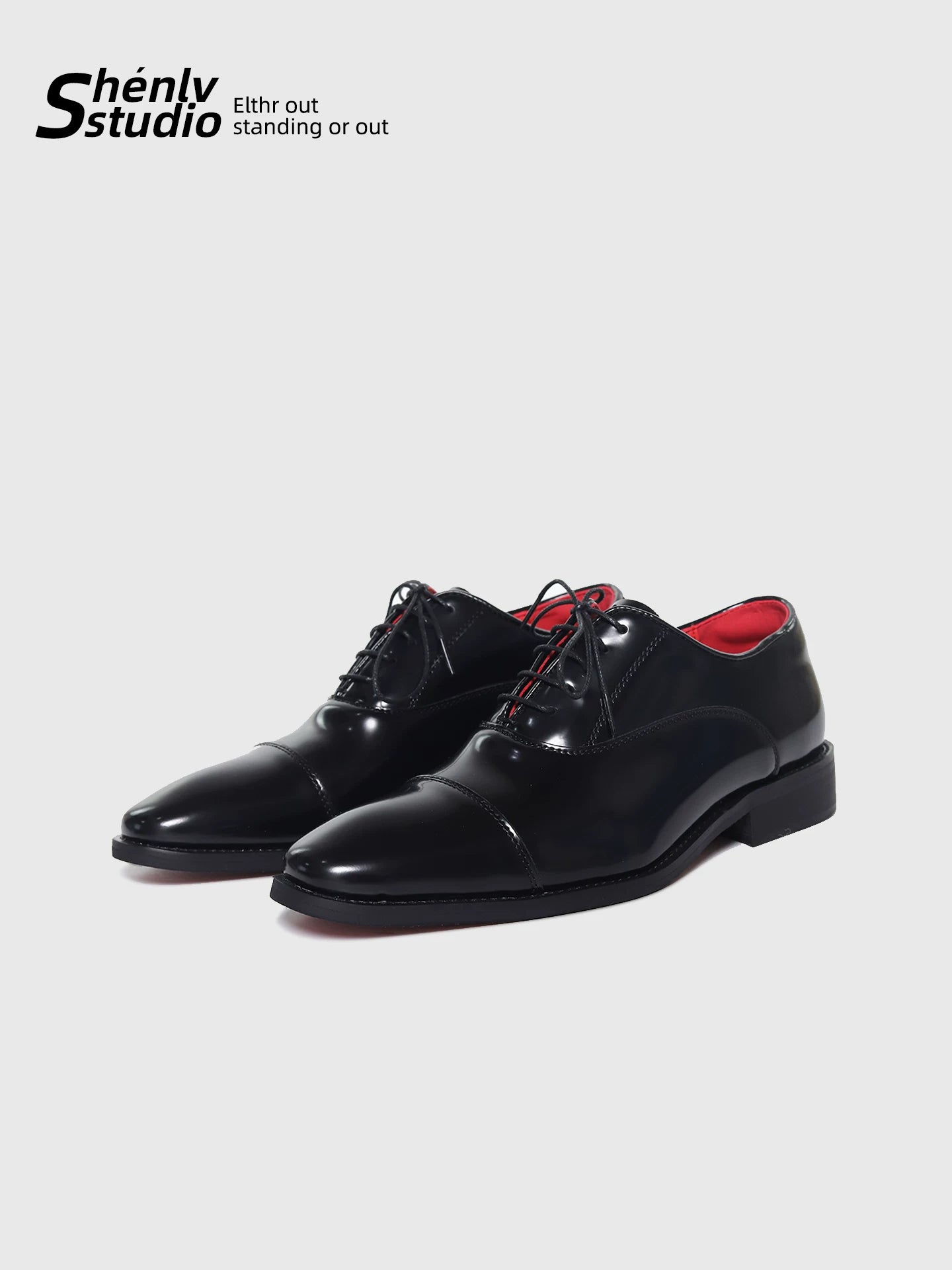 SHENLV STUDIO Glossy Pointed-toed Red-soled Leather Shoes
