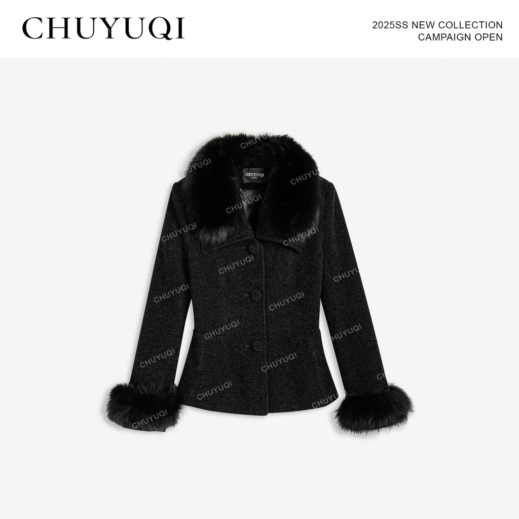 CHUYUQI Temperament Hair Leader Skirt Suit