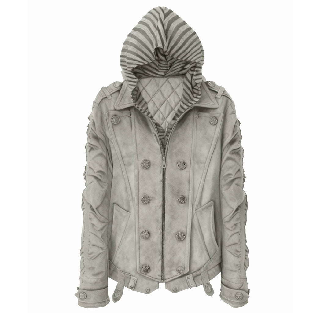 PAIKI Removable Fur Collar Double-breasted Jacket Cotton Jacket