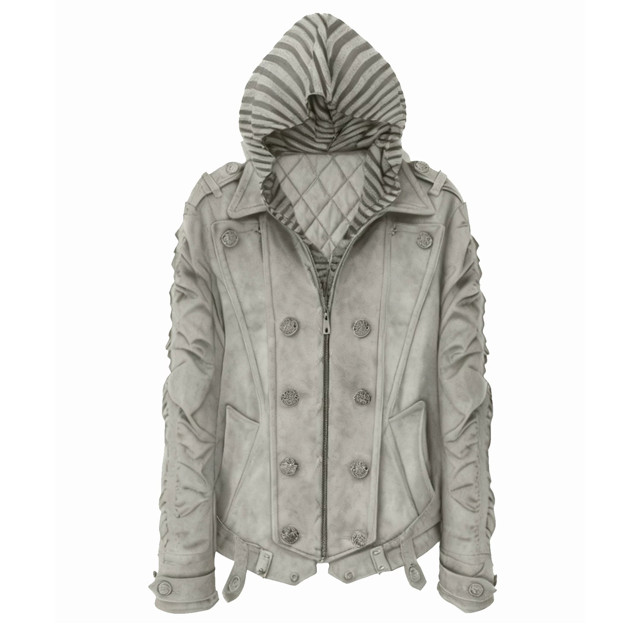 PAIKI Removable Fur Collar Double-breasted Jacket Cotton Jacket