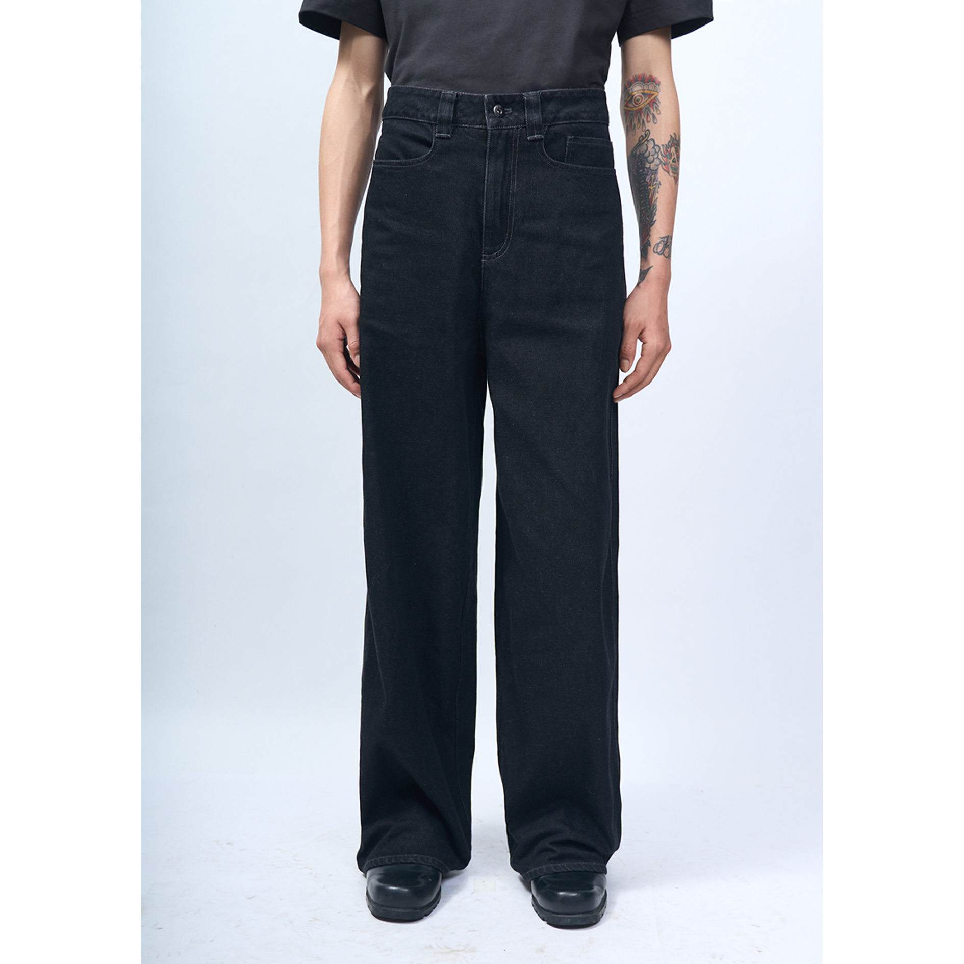 ETHEREAL PRODUCTION Loose Wide-leg Straight Denim Trousers