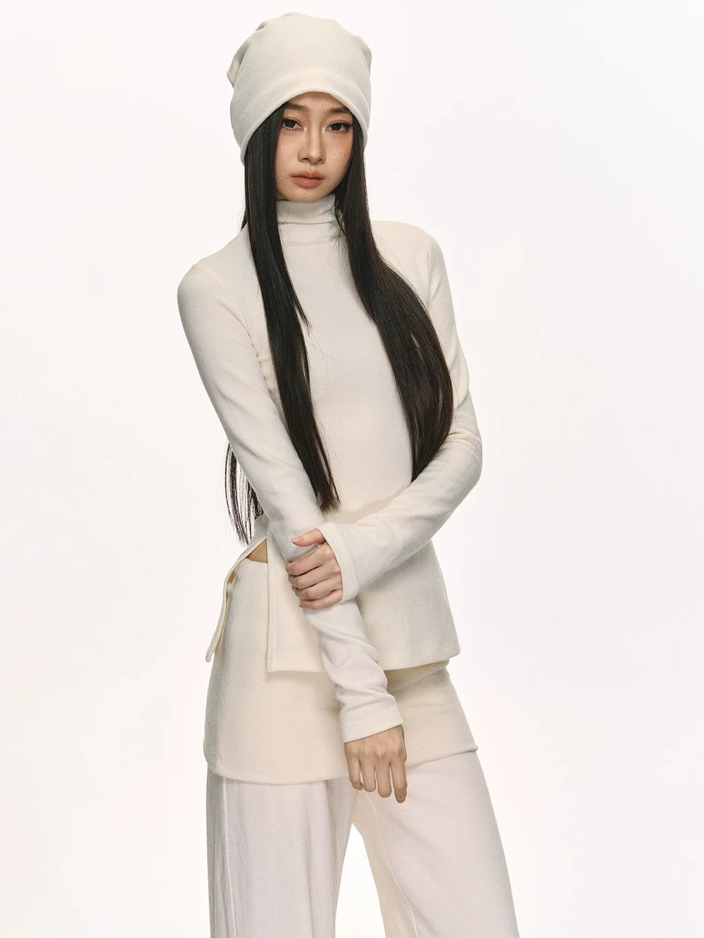 Anna Aneae Turtleneck Bottoming Shirt Wide-leg Casual Sweatpants Suit