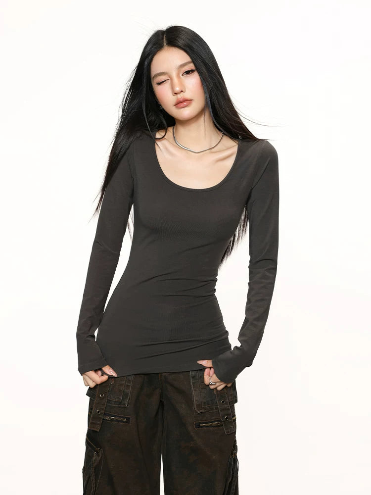 Cherry Melody Retro U-neck Waist Bottom Long Sleeve