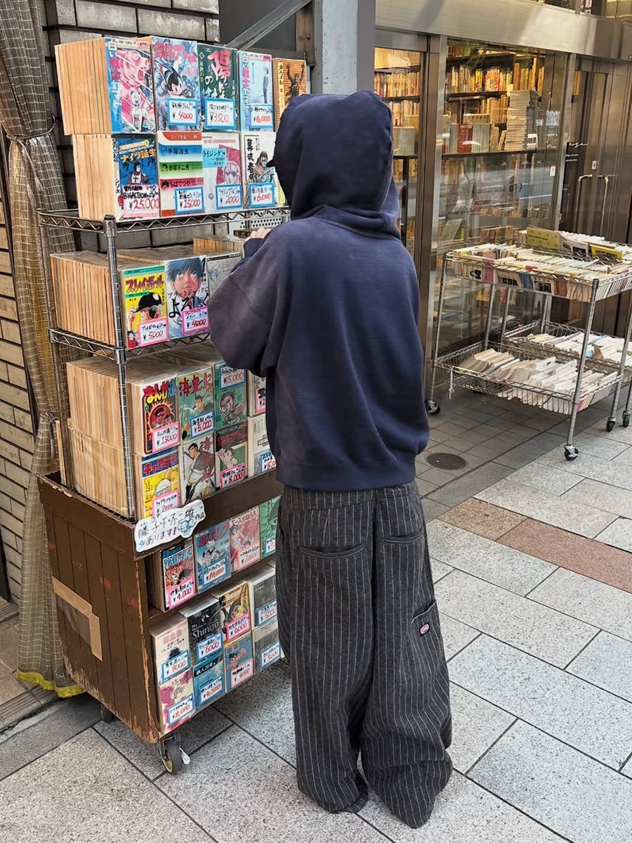 FTS Striped Thickened Wool Straight Loose Wide Leg Pants