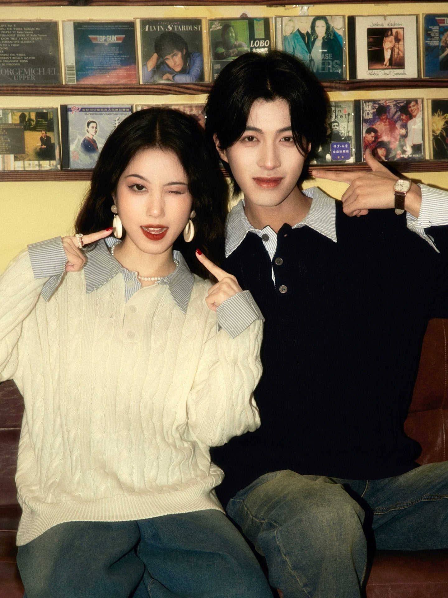 ALOHA Vintage Lazy Slack Fake Two-piece Sweater