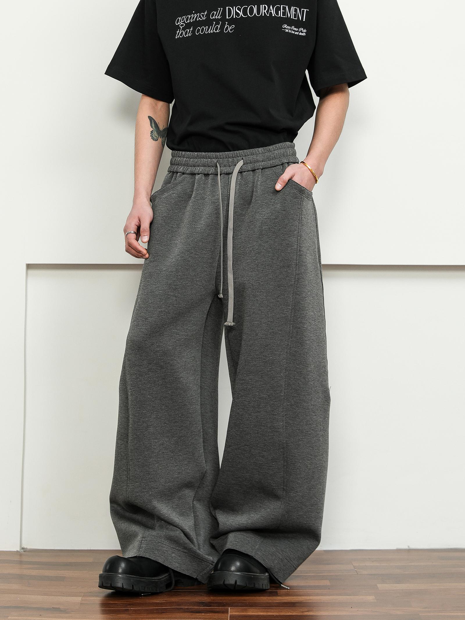 FLYOFF Deconstruction Cut Wide Leg Premium Grey Sweatpants