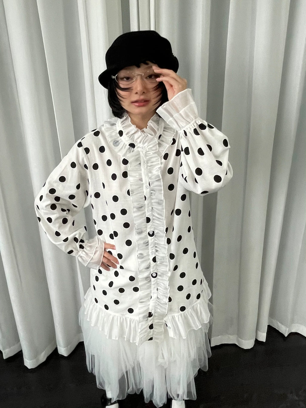 Loosesmell Versatile Polka Dot Lace Shirt