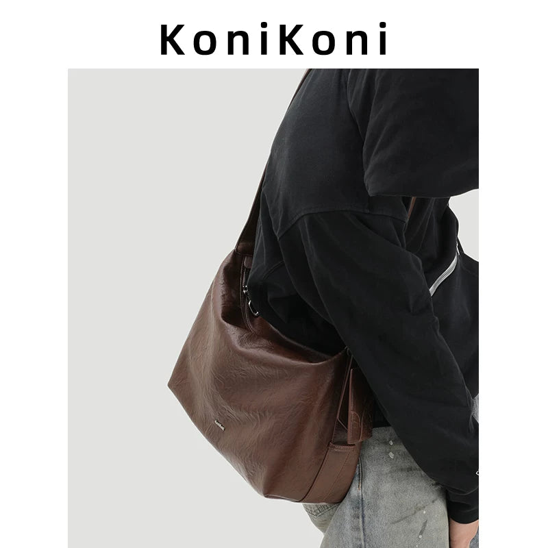 KoniKoni Leather Crossbody Tote Bag