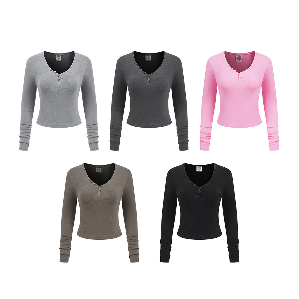 BE V-Neck Button Long Sleeve Knitted Sweater